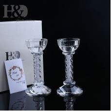 Pair Clear Crystal Glass Candlestick Holder Table Centerpiece Wedding Home Decor   153140121648